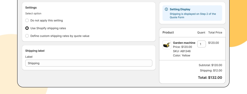 QuoteSnap feature: Automated Shipping