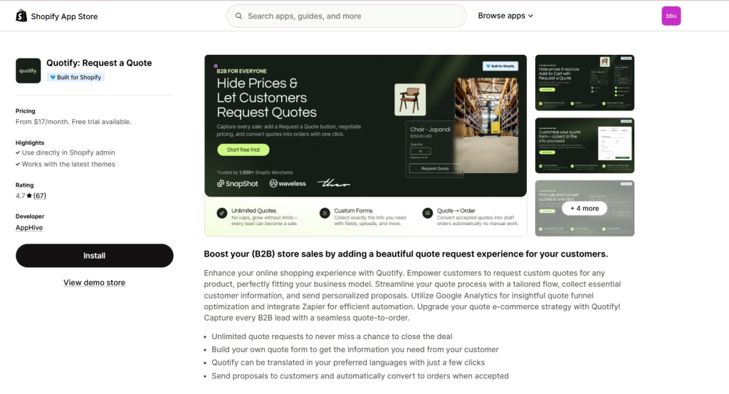 Quotify: Request a Quote (AppHive)