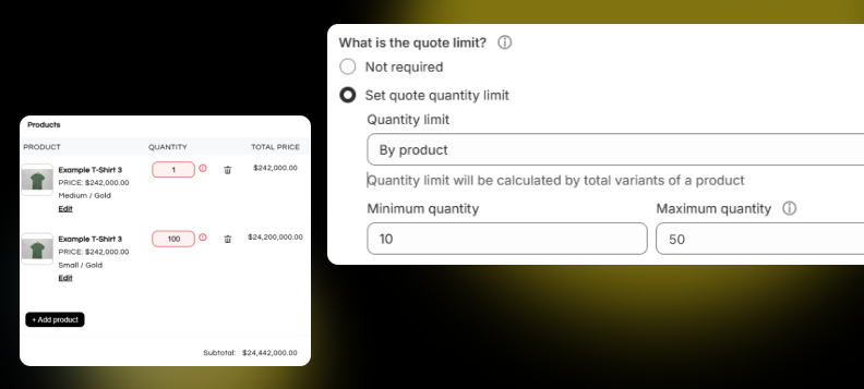 QuoteSnap - Quote Quantity Limit