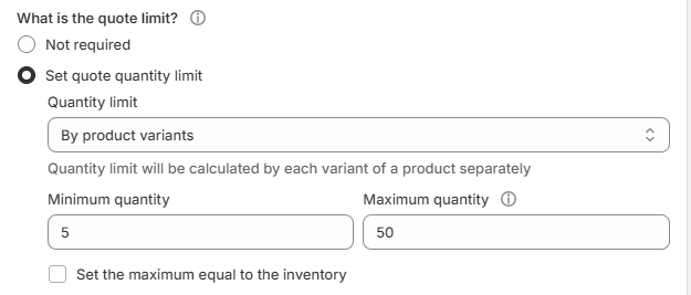 Limits by Product Variant