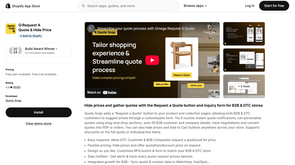 Q: Request A Quote & Hide Price