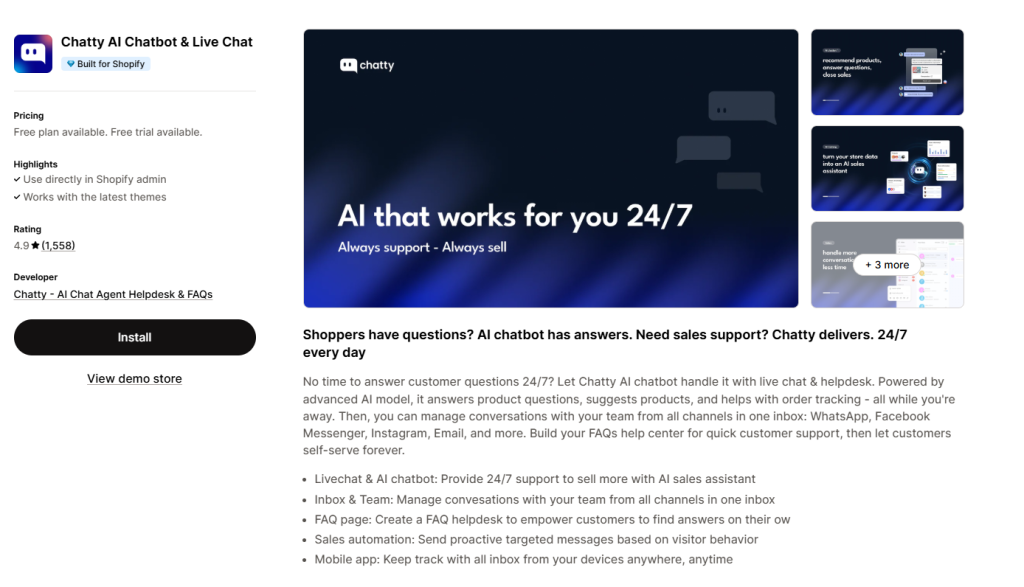 Chatty AI Chatbot & Live Chat