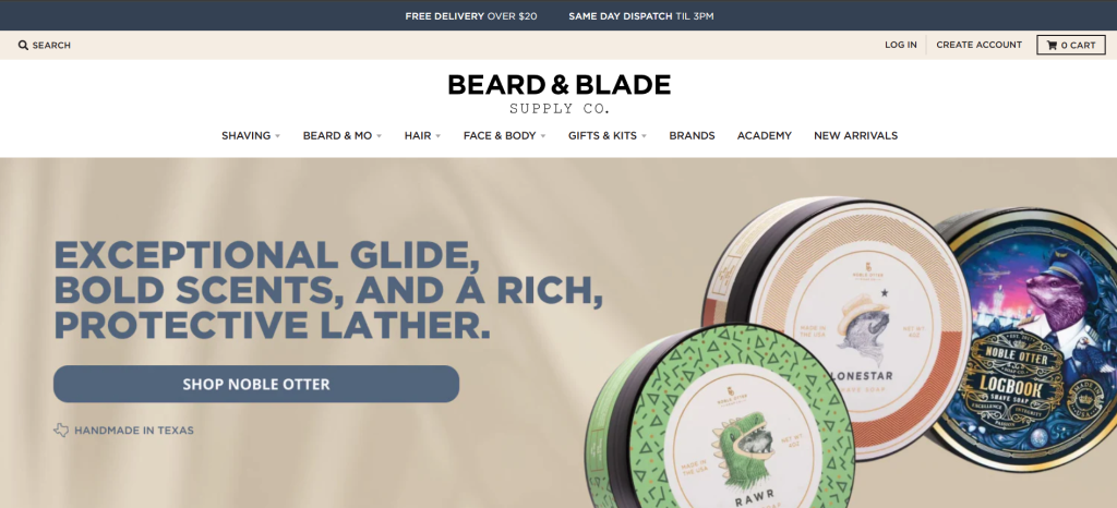 Shopify B2B Examples of Success beard & blade