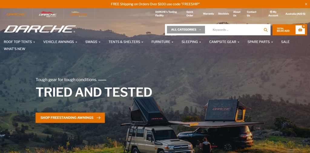Australian outdoor brand DARCHE replaced a clunky B2B portal with a modern Shopify store featuring company profiles