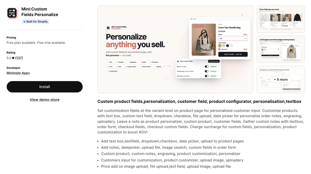 Mini: Custom Fields Personalize