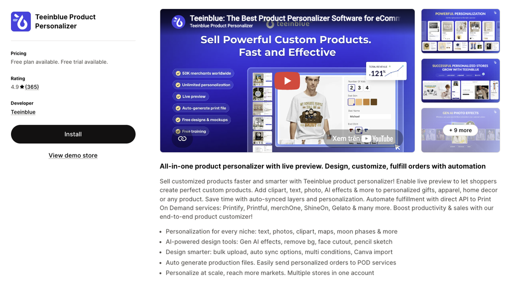 Teeinblue Product Personalizer